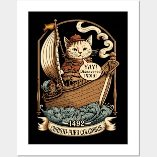 Christopurr Columbus Discovers America Cat Lover Posters and Art